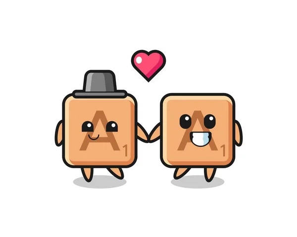 Scrabble Personagem Desenho Animado Casal Com Queda Gesto Amor Projeto —  Vetores de Stock