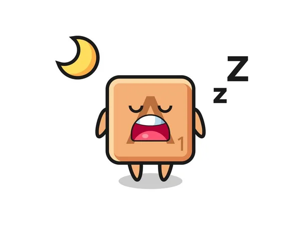 Scrabble Charakter Ilustrace Spaní Noci Roztomilý Design — Stockový vektor