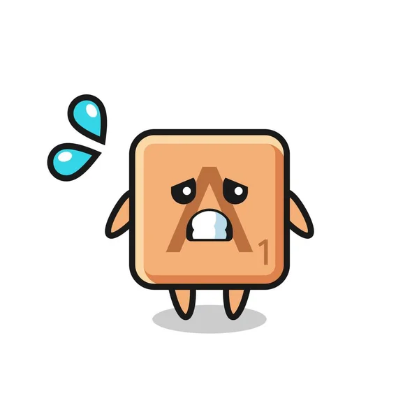 Scrabble Personaje Mascota Con Gesto Miedo Lindo Diseño — Vector de stock