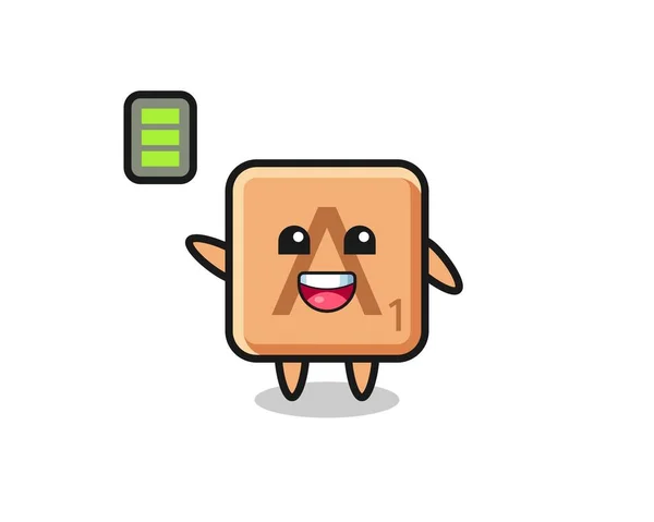 Scrabble Personaje Mascota Con Gesto Enérgico Lindo Diseño — Vector de stock