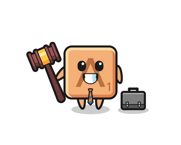 Illustration Scrabble Mascot Lawyer Cute Design — Stock Vector