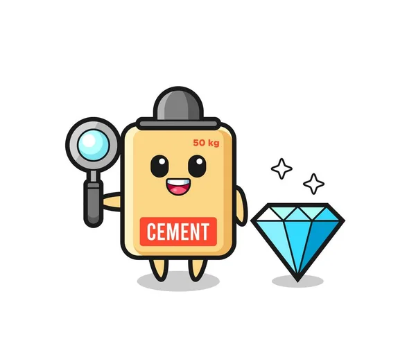 Illustration Cement Sack Character Diamond Cute Design — Stock Vector