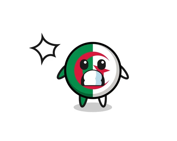 Algeria Drapeau Personnage Dessin Animé Avec Geste Choqué Design Mignon — Image vectorielle