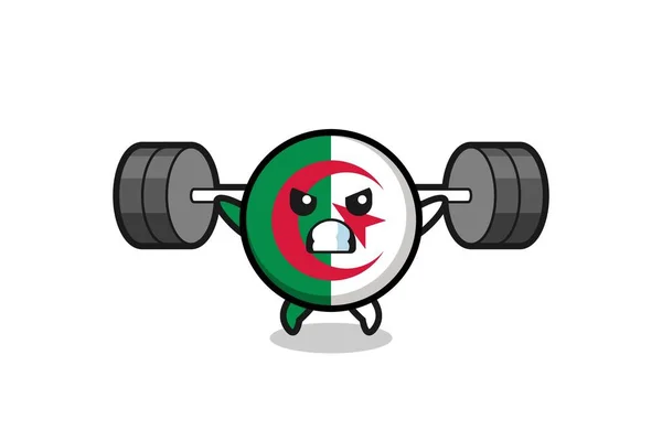 Algeria Vlag Mascotte Cartoon Met Een Lange Halter Schattig Ontwerp — Stockvector