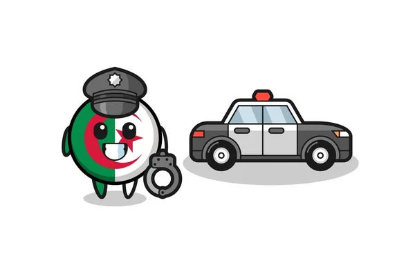 Mascotte Dessin Animé Drapeau Algérie Tant Que Police Design Mignon — Image vectorielle