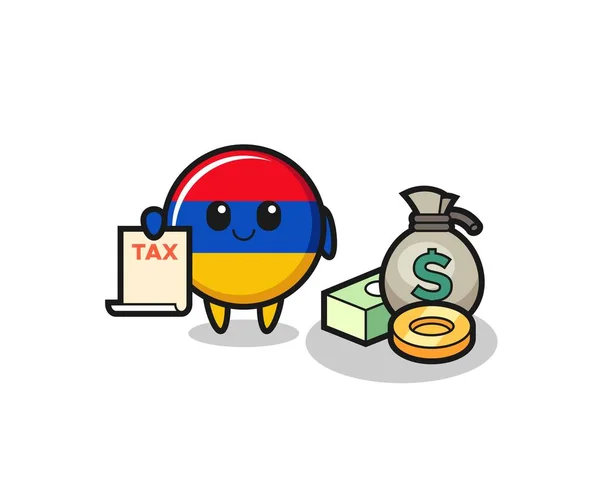 Karakter Cartoon Van Armenia Vlag Als Een Accountant Schattig Ontwerp — Stockvector