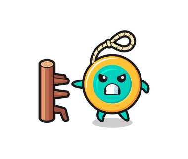 Karate dövüşçüsü olarak çizgi film çizimi, şirin bir tasarım.