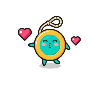 Öpücük jestli karakter çizgi filmi, şirin tasarım.