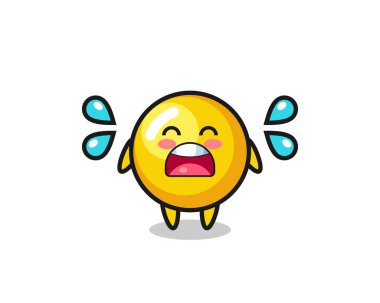 Yumurta sarısı karikatür çizimi. Ağlama hareketi, şirin tasarım.