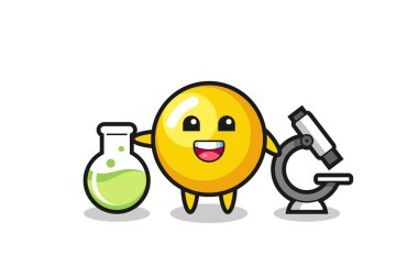 Bir bilim adamı olarak yumurta sarısı maskotu karakteri, şirin bir tasarım.