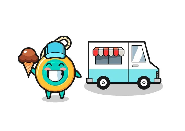 Mascot Cartoon Yoyo Ice Cream Truck Cute Design — Stock Vector