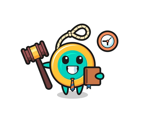 Mascote Desenhos Animados Yoyo Como Juiz Design Bonito — Vetor de Stock