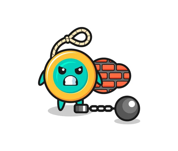 Character Mascot Yoyo Prisoner Cute Design — Stock Vector