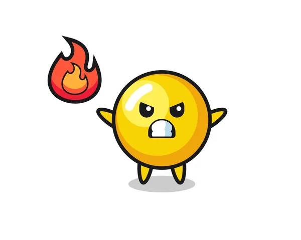 怒りのジェスチャーで卵の黄身のキャラクター漫画 かわいいデザイン — ストックベクタ