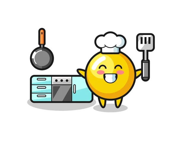 Yema Huevo Carácter Ilustración Como Chef Está Cocinando Lindo Diseño — Vector de stock