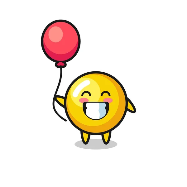 Illustration Mascotte Jaune Oeuf Joue Ballon Design Mignon — Image vectorielle