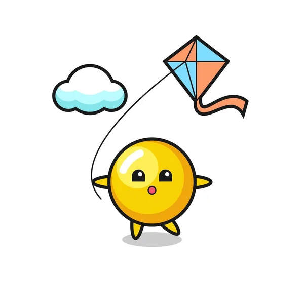 卵黄マスコットイラストが凧を演奏していますかわいいデザイン — ストックベクタ