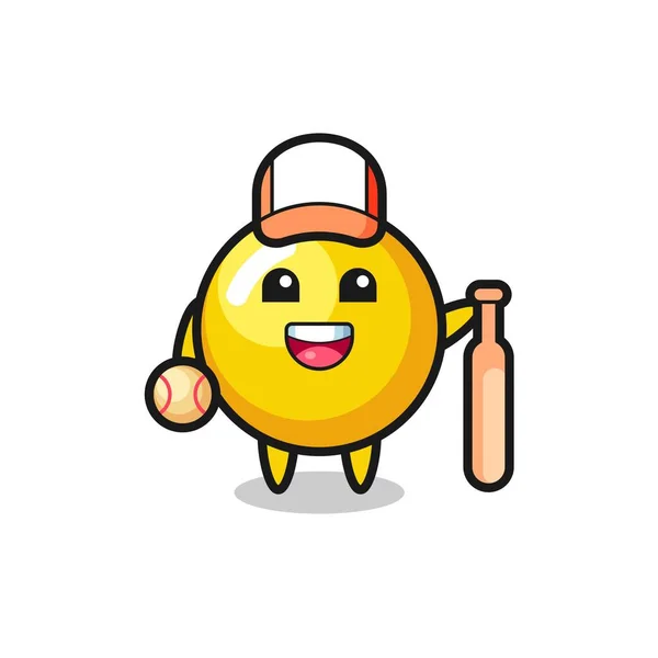 Cartoon Caractère Jaune Oeuf Comme Joueur Baseball Design Mignon — Image vectorielle