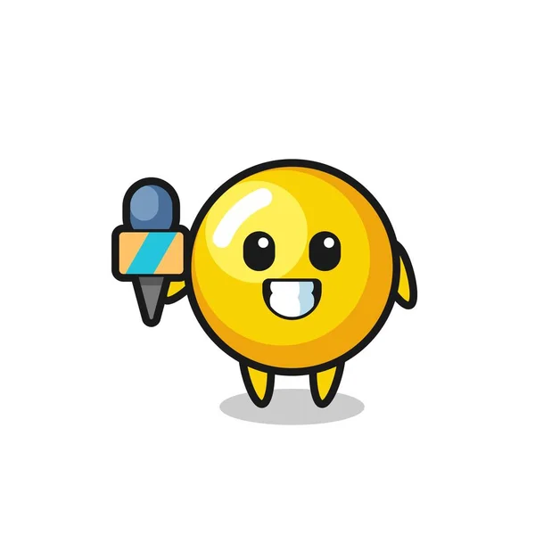 Character Mascot Egg Yolk News Reporter Cute Design — Stock Vector