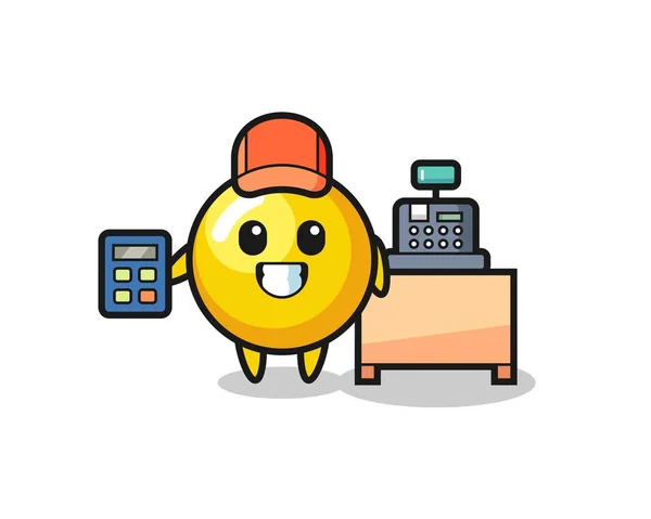 Illustration Egg Yolk Character Cashier Cute Design — Stock Vector