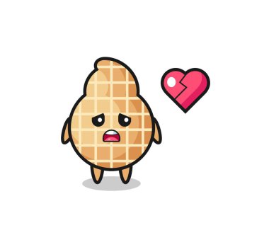 Fıstık çizgi film çizimi kırık kalp, şirin tasarım.