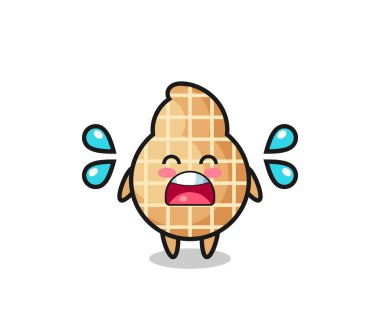 tatlı tasarım ve ağlama hareketleriyle çizilmiş yerfıstığı karikatürü