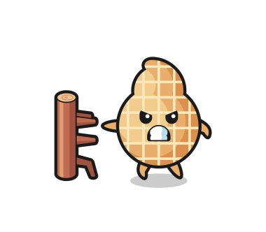 karate dövüşçüsü olarak çizilmiş fıstık çizgi filmi, şirin bir tasarım.