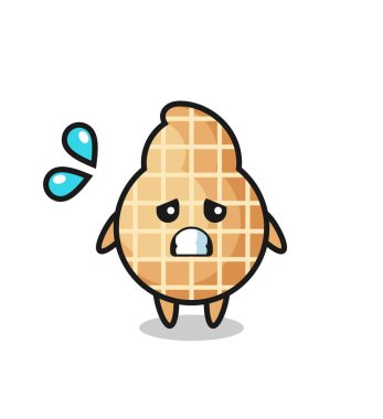 Fıstık maskotu karakteri korkmuş jest, şirin tasarım