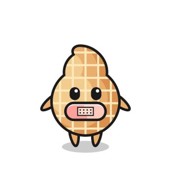 Ağzı bantlı fıstık çizgi film çizimi, şirin bir tasarım.