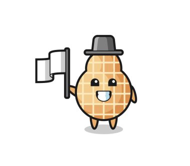 Fıstık çizgi film karakteri elinde bayrak, şirin bir tasarım