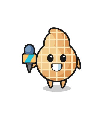 Haber muhabiri olarak fıstık maskotu, şirin bir tasarım.