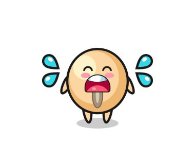 soya fasulyesi karikatürü. Ağlama hareketi, şirin tasarım.