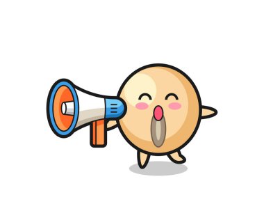 soya fasulyesi çizimi elinde bir megafon, şirin bir tasarım