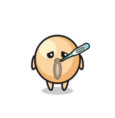 Ateşli soya fasulyesi maskotu karakteri, şirin tasarım.