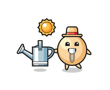 Soya fasulyesinin karikatür karakteri, tatlı bir tasarım.