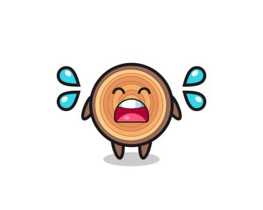 Ağlama jestli ahşap karikatür çizimi, şirin tasarım.