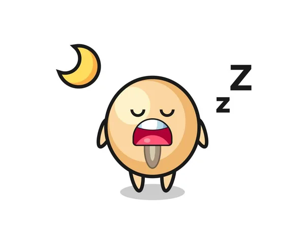 Soy Bean Character Illustration Sleeping Night Cute Design — Stock Vector