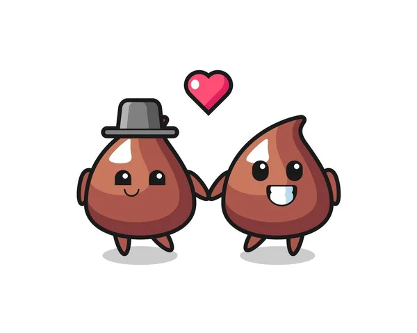 Choco Chip Personagem Desenho Animado Casal Com Queda Gesto Amor —  Vetores de Stock