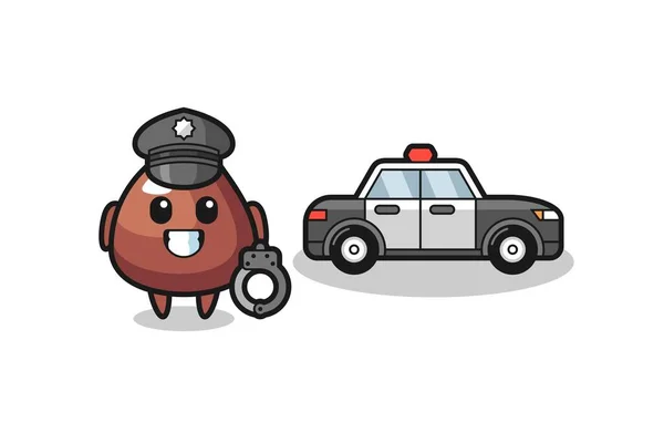 Dibujos Animados Mascota Choco Chip Como Policía Lindo Diseño — Vector de stock