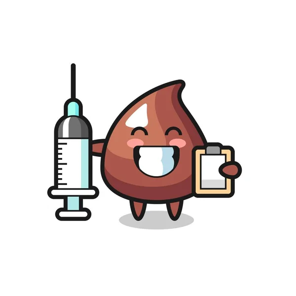 Mascotte Illustration Puce Choco Tant Que Médecin Design Mignon — Image vectorielle