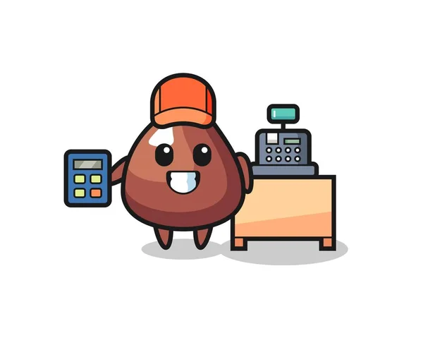 Ilustracja Charakteru Choco Chip Jako Kasjera Ładny Design — Wektor stockowy