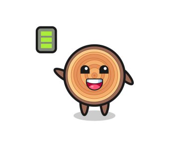 Tahta tahıl maskotu, enerjik bir jest, şirin bir tasarım.