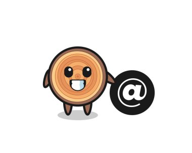 Sembolün yanında duran ahşap tanecikli çizgi film tasarımı, şirin tasarım