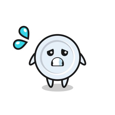 Maskot karakterli, korkmuş bir jest, şirin bir tasarım