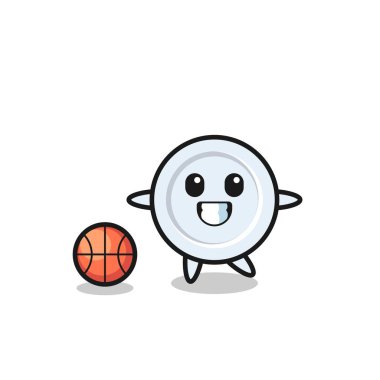 Tabak karikatürü basketbol oynuyor, şirin tasarım.