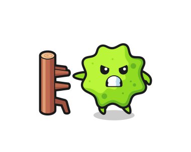 Bir karate dövüşçüsü olarak çizgi film çizimi, şirin bir tasarım.