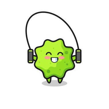 Atlama halatı ve şirin tasarımı olan çizgi film karakteri