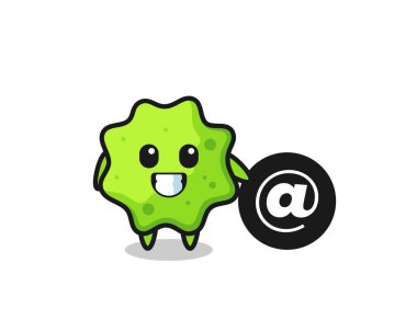 Sembolün yanında duran çizgi film çizimi, şirin tasarım.