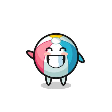 Plaj topu çizgi film karakteri el hareketi yapıyor, şirin bir tasarım.