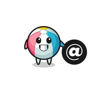 Plaj topunun çizgi film çizimi Sembolün yanında duruyor, şirin tasarım